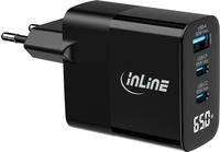 InLine&reg; USB PD Netzteil, GaN Ladeger&auml;t, 3-Port, USB-C + USB-A, 65W, mit...