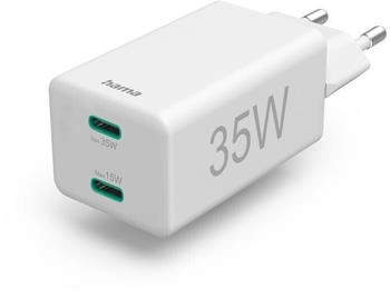 Hama Schnellladegerät 2x USB-C PD/Qualcomm® Mini-Ladegerät 35 W Weiß (00125129)