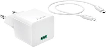 Hama Schnellladegerät mit Ladekabel USB-C Mini-Ladegerät PD 20 W 1 m Weiß (00201675)