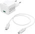 Hama Schnellladegerät mit Ladekabel USB-C Mini-Ladegerät PD 20 W 1 m Weiß (00201675)