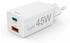 Hama Schnellladegerät 1x USB-C 1x USB-A Mini-Ladegerät PD 45 W Weiß (00201993)