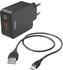 Hama Ladeset Micro USB Ladegerät QC 3.0 + Micro-USB-Kabel 1,5 m Schwarz (00133754)