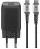 Goobay USB-C Schnellladegerät Nano PD GaN 65 Watt Textilkabel schwarz 1x USB-A (70180)