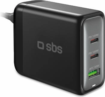 SBS Mobile SBS TECHGSTUSB2C100W Ladegerät für Mobilgeräte Universal Schwarz AC Schnellladung Drinnen (TECHGSTUSB2C100W)