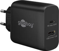 GOOBAY 65411, Goobay USB-C PD Dual-Schnellladeger&auml;t 45 W schwarz