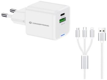 Conceptronic Ladegerät 2Port 33W 1xUSB-C 1xUSB-A+3-in-1 sw (ALTHEA16W)