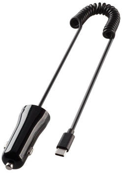 Vivanco Car Charger USB-C 2.4A with 1m spiral cable Black