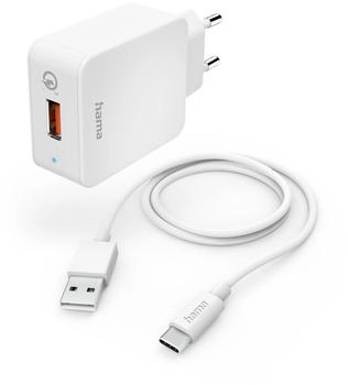 Hama Schnellladegerät mit Ladekabel USB-C 19,5 W 1,5 m Weiß (00201626)