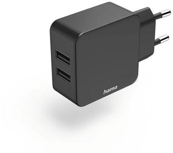 Hama 2-fach-Ladegerät USB-A-Netzteil 2,4 A Universaladapter 12 W Schwarz (00223371) Ladegerät (USB-A)