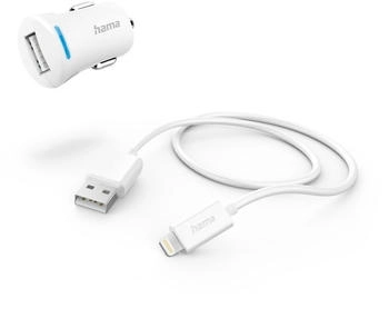 Hama Auto-Ladeger&auml;t mit Ladekabel Lightning 12 W 1 m Wei&szlig; (00201610)