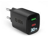 SBS Mobile SBS PD Reiselader 30W USB-C/18W USB LCD GaN schwarz (TETRGANLCD1USB1C30K)