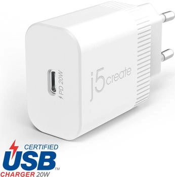 j5create JUP1420-EN 20W PD USB-C&reg; Wand-Ladeger&auml;t - EU (JUP1420-EN)