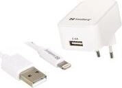 Sandberg Netzteil - 2.4 A (USB) - auf Kabel: Lightning - für Apple iPad/iPhone/iPod (Lightning)
