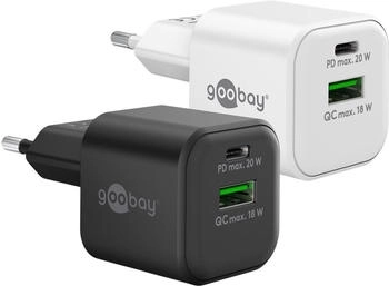 Wentronic Goobay USB-C PD GaN Dual-Schnellladeger&auml;t Nano 20 W schwarz - 1x -Anschluss Power (65864)