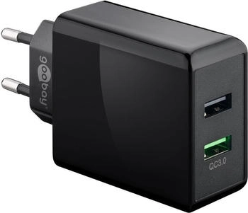 Wentronic goobay - Netzteil - 28 Watt - 2 A - QC 3.0 - 2 Ausgabeanschlussstellen (USB USB mit QC 3.0) - Schwarz (44956)