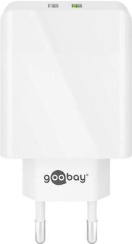 Wentronic Goobay Dual-USB Schnellladegerät QC3.0 28W Weiß - lädt bis zu 4x schneller als Standardladegeräte (44957)