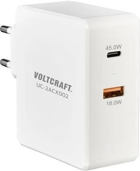 Voltcraft UC-2ACX002 VC-11744740 USB-Ladegerät Steckdose Ausgangsstrom (max.) 3000 mA 2 x USB USB-C™ Buchse (Power Delivery) (VC-11744740)