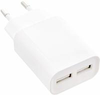 INLINE USB Ladeger&auml;t DUO, Netzteil 2-fach, 100-240V zu 5V/2,1A, wei&szlig;