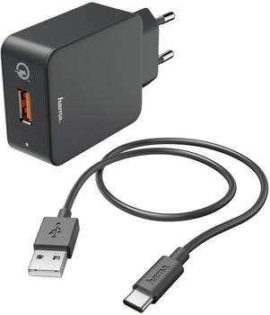Hama Ladeset USB-C Ladegerät QC 3.0 + USB-C-Kabel 1,5 m Schwarz (00133755)