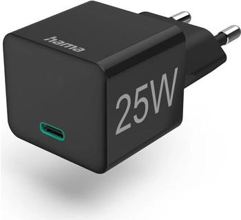 Hama Netzteil - mini-charger Qualcomm - 25 Watt - 3 A - PD QC 2.0 QC 3.0 (24 pin USB-C) - Schwarz (00086425)