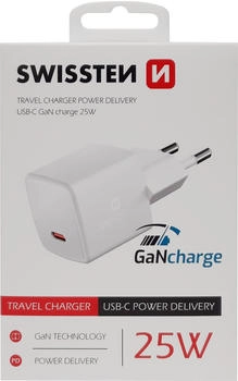 Swissten GaN Mini Travel Charger USB-C 25W PD (22044100)