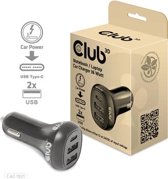 Club3D USB KFZ-Ladeger&auml;t 1xUSB C 2xUSB A 36W 12/24V retail (CAC-1921)