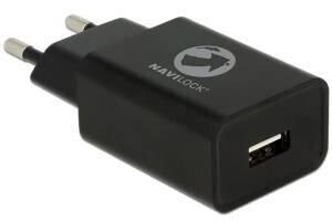 Navilock Netzteil - 12 Watt - 2,4 A (USB (nur Strom)) - auf Kabel: Micro-USB - Schwarz (62847)