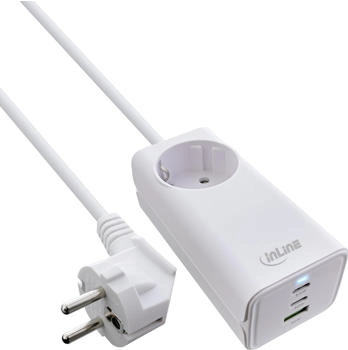 InLine USB Netzteil - GaN Ladeger&auml;t - 2x USB-C - 1x USB-A - mit Schutzkontaktbuchse - Ladeger&auml;t (31518I)