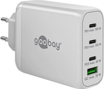 Goobay USB-C PD GaN Multiport-Schnellladegerät (100 W) weiß