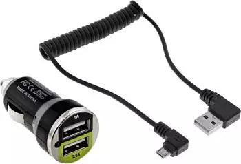 InLine USB DUAL+ KFZ-Ladeset mit 1m Kabel, 12/24VDC zu 5V DC/2,1A (31502C)