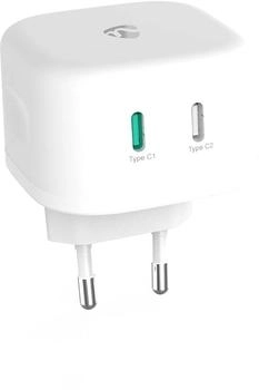 Nedis Netzladegerät 45 W GaN Schnellladefunktion 2x USB-C Weiß (WCGPD45W100WT)