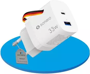 Sonero GaN Fast Wall Charger USB-C/USB-A 33 W White