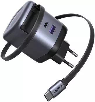 Ugreen Nexode GaN Schnellladegerät mit Einziehbarem Kabel 45W (65311)