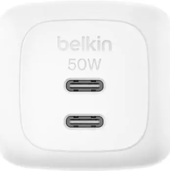 Belkin WCH019kqWH GaN wall charger 2x USB-C 50W White