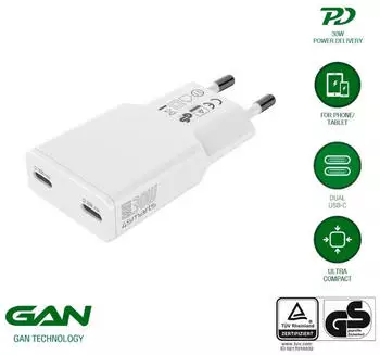 4smarts Netzladeger&auml;t PDPlug Slim Dual 30W GaN 2C wei&szlig;