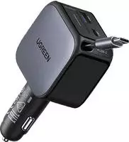 Ugreen 55212B, UGREEN 60W Fast Car Charger with Retractable Cable