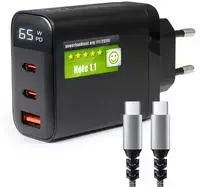 Eaxus EaxusUSB Ladeger&auml;t inkl. Ladekabel USB-C auf USB-C, 65 Watt, 2 USB-C...