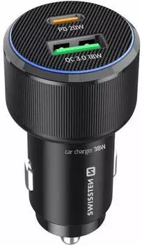 Swissten Car charger USB-C PD USB-A 38W Black