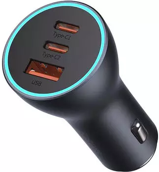 Baseus Golden Contactor Pro 65W Car Charger 2x USB-C/1x USB Gray