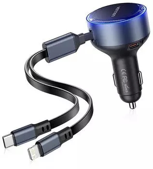 Vention Car charger USB-C Lightning cables (3A)