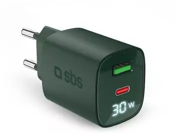 SBS Mobile Charger 30W USB-C USB-A LCD display