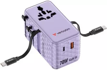 Verbatim Universal travel adapter 70W Purple