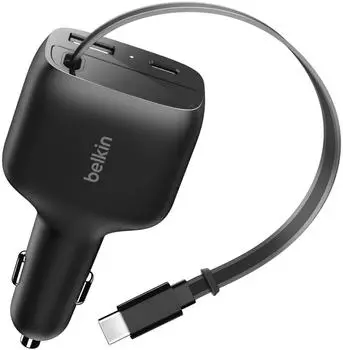 Belkin BoostCharge Car charger with retractable cable 75W