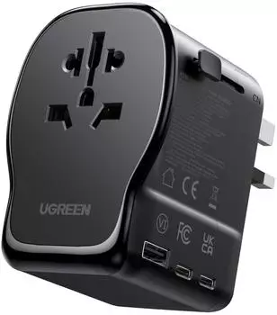 Ugreen S550 65W Universal Travel Adapter Reiseladeadapter 65 W Schwarz Grau USB (55001)