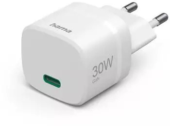 Hama Schnellladegerät GaN USB-C PD/Qualcomm Zero Standby 30 W Weiß