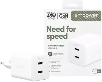 PanzerGlass Wall charger 2x USB-C 45W Silver White