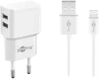 Goobay Wall charger 2x USB-A 2.4A Lightning 44979 White
