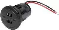 ProCar Power USB-C Doppelsteckdose PD/QC EV ohne LED max 2x 30 Watt Belastbarkeit
