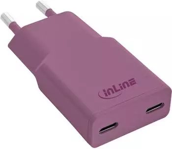 InLine USB-C Ladegerät 30W GaN Dual USB-C PD/PPS Wild Berry/violett (31590P)