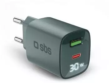 SBS Mobile Mehrport-Ladegerät 30W, USB-C + USB-A, Power Delivery, LCD